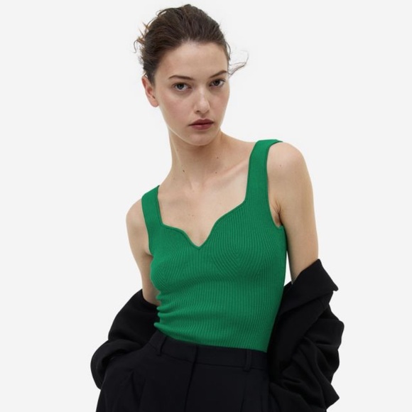 Kelly green H&M ribbed tank - size S - Picture 1 of 6
